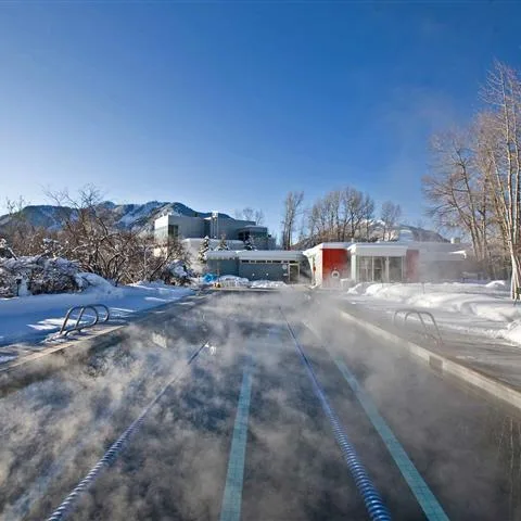 Outdoor heated saline lap pool