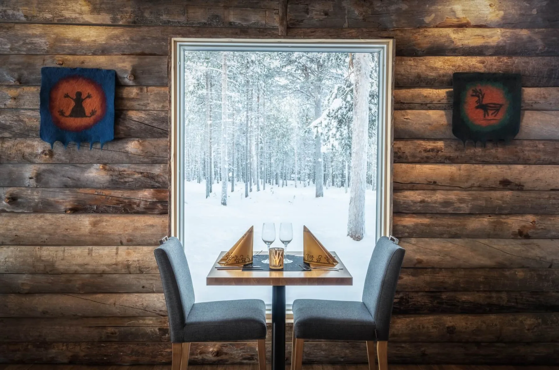 Dining table by a window