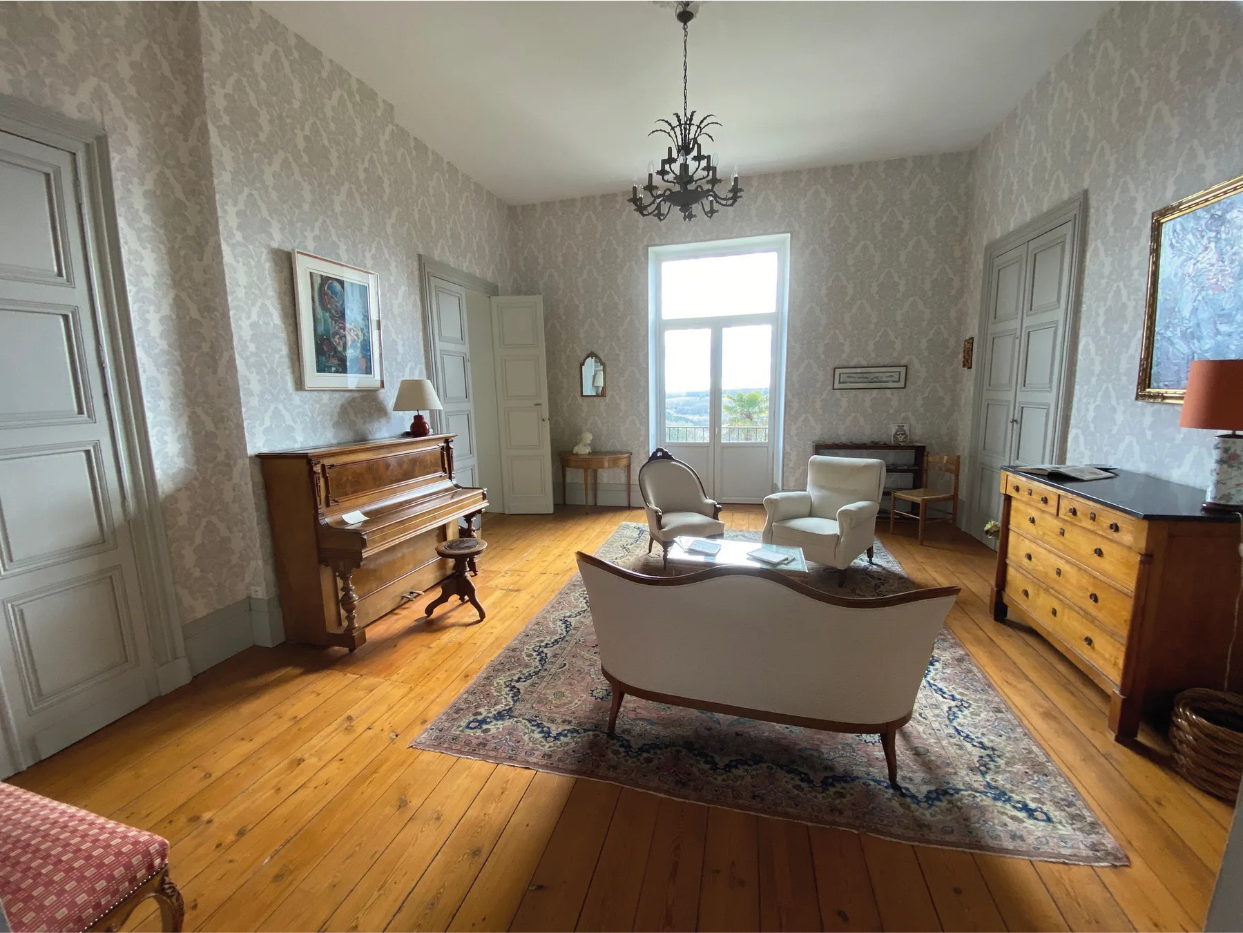 Living room with piano