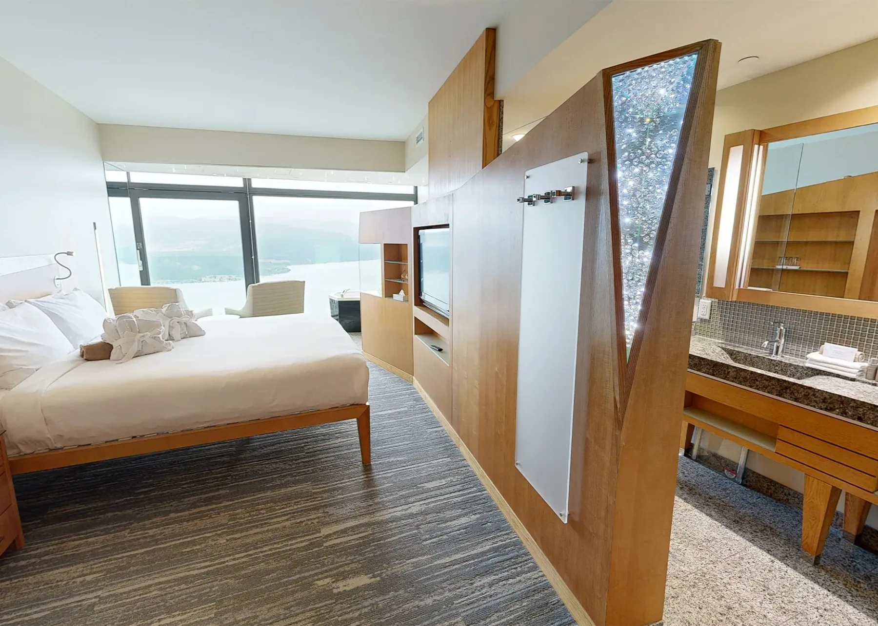 Habitación con vista al lago y cama king
