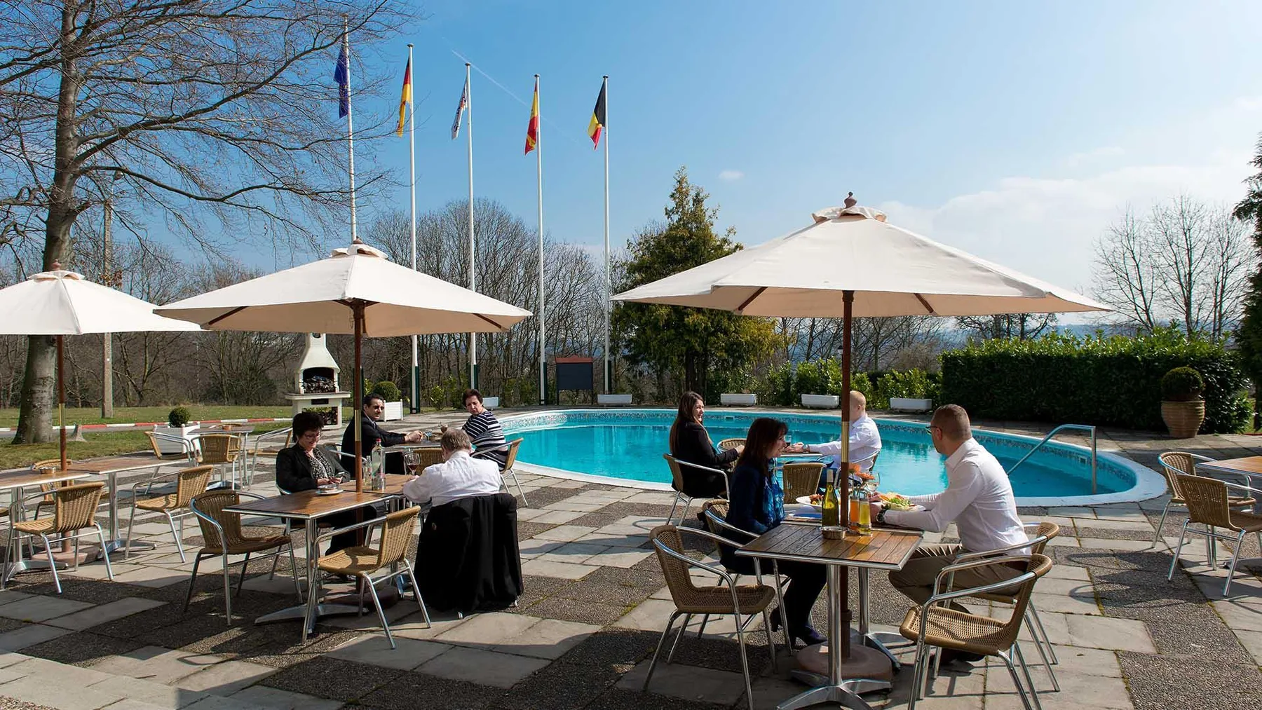 Terrace overlooking the pool