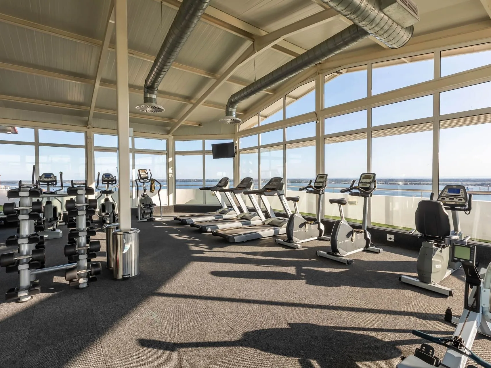 Máquinas de ejercicio en el gimnasio del Cardoso Hotel