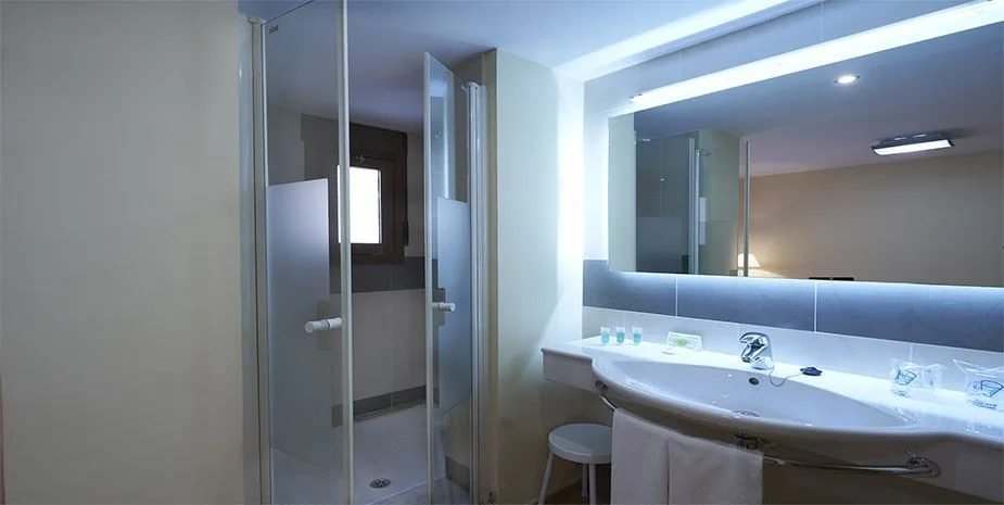 Hotel room bathroom
