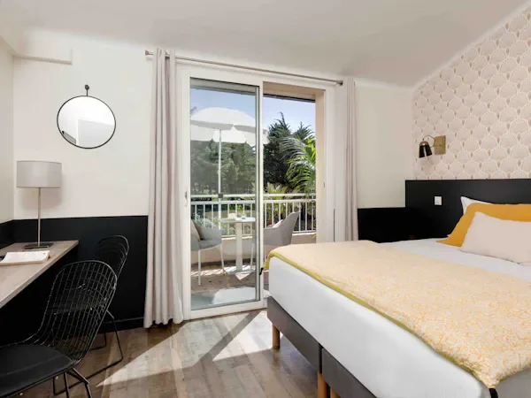 Wide view of the garden-view double room