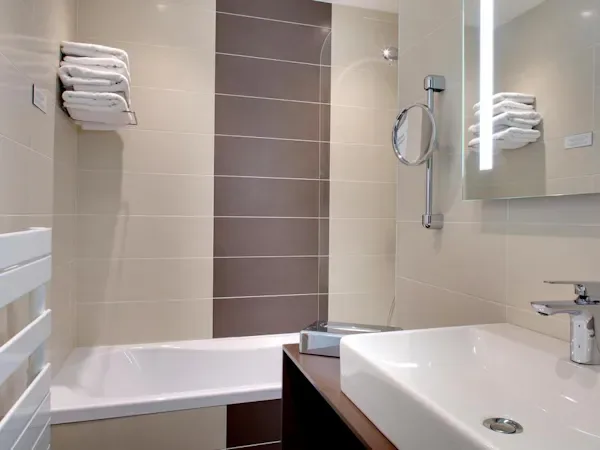 Hotel room bathroom