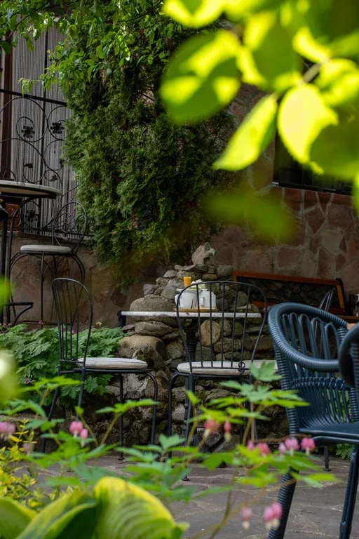 Zona de té en el jardín