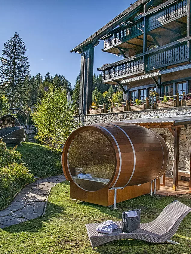 Sauna en forma de barril
