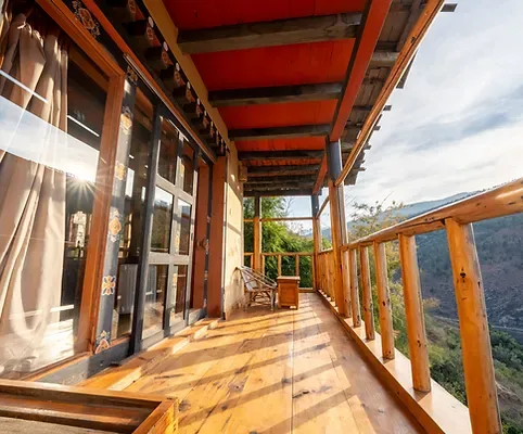 Wraparound balcony at Wangdue Eco Lodge