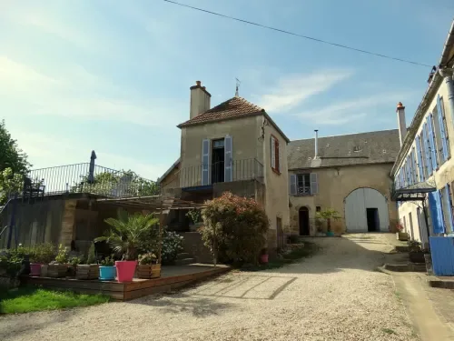 Courtyard and terrace; Le Pigeonnier room.