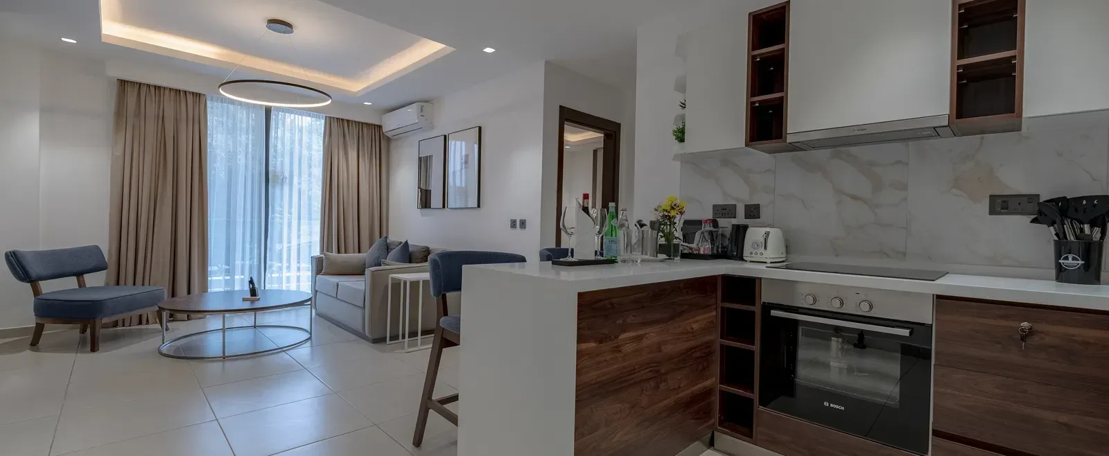 Kitchen in a hotel room