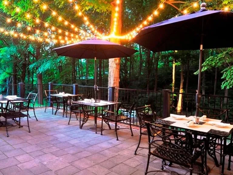Hotel patio dining area