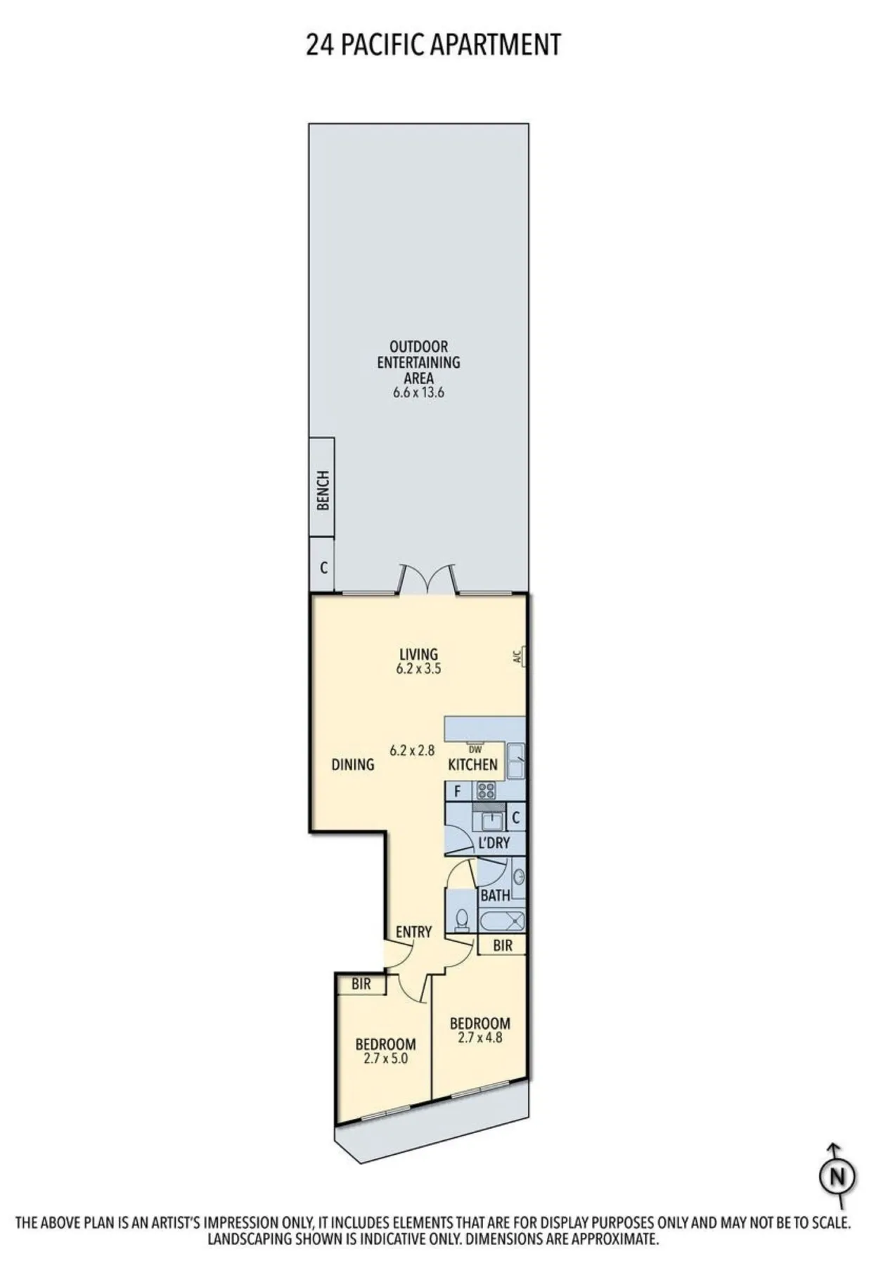 Un plano impreso muestra la distribución de la sala, el comedor, la cocina y los dormitorios.
