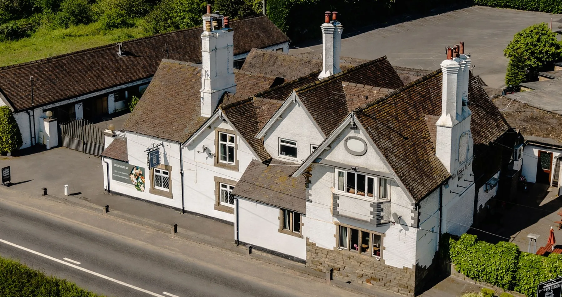 Aerial view of The Boars Head in Draycott-in-the-Clay