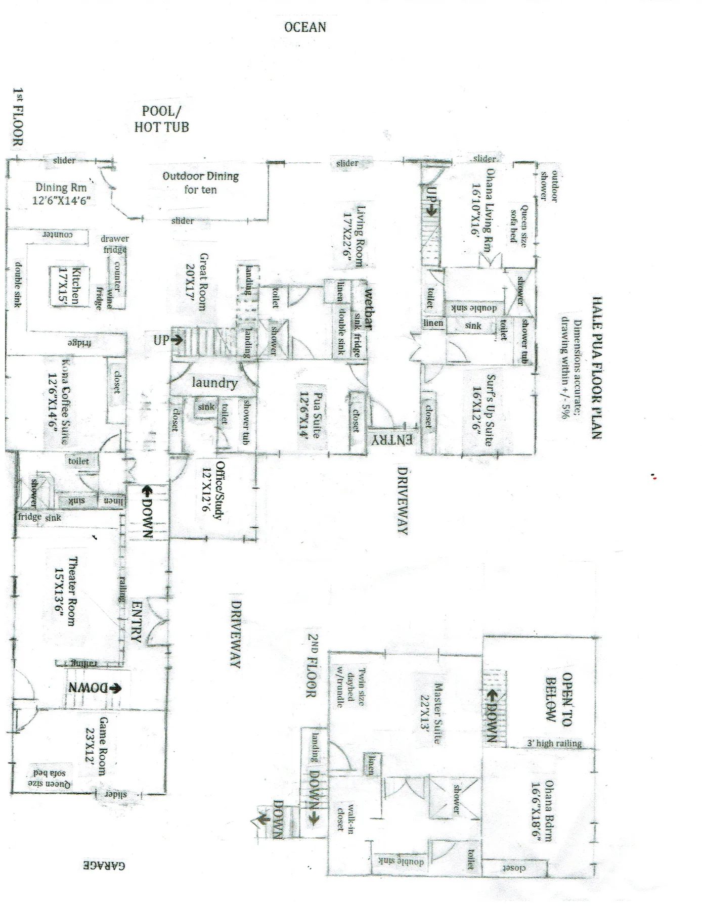 Un plano muestra la distribución de las habitaciones, las entradas y las áreas exteriores.