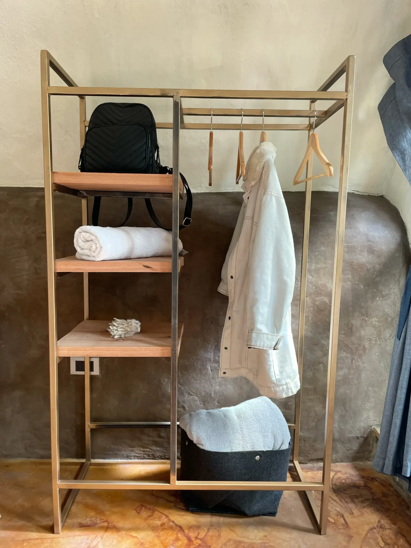 Clothes rack in a room