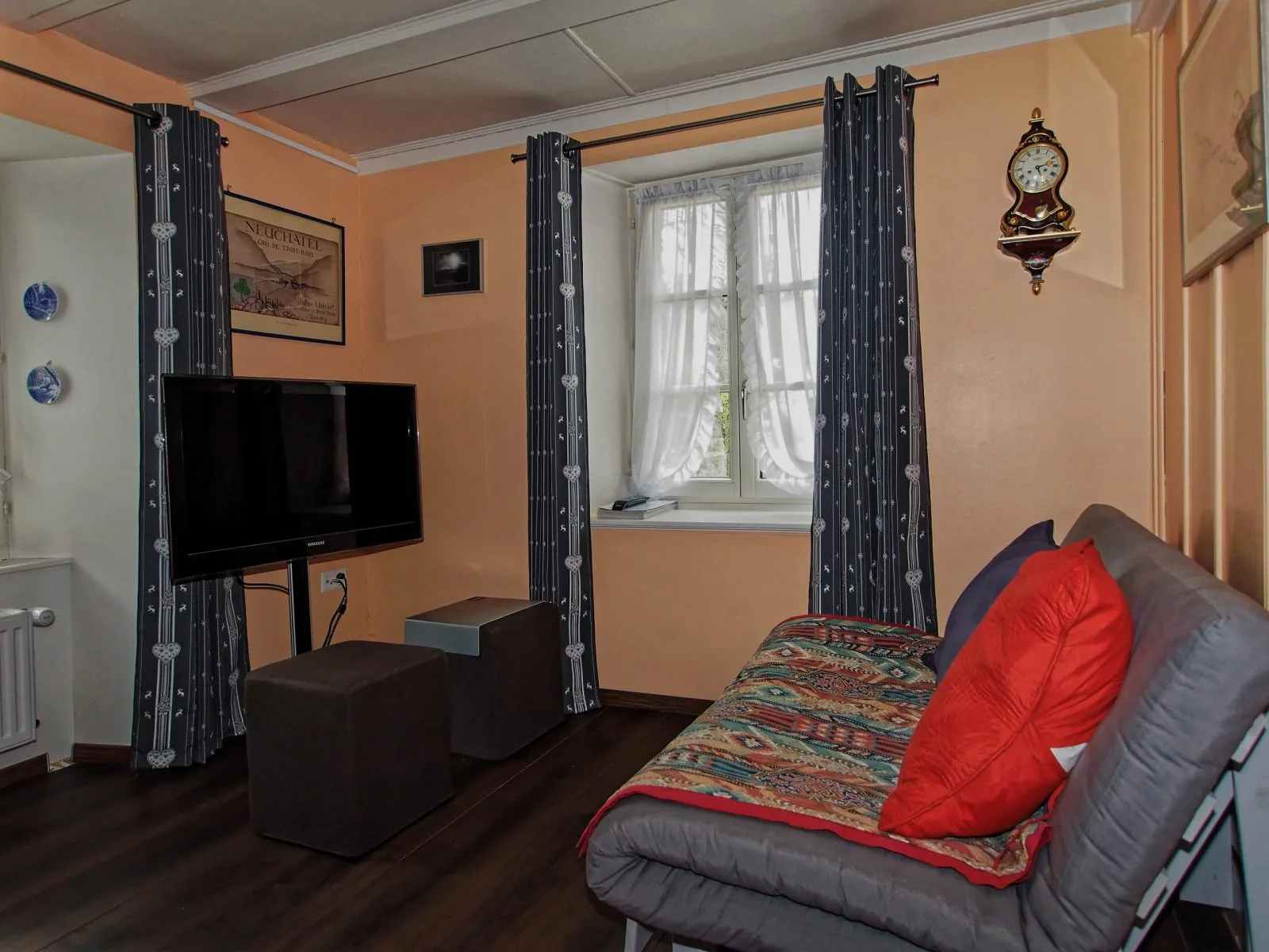 Living area with futon sofa