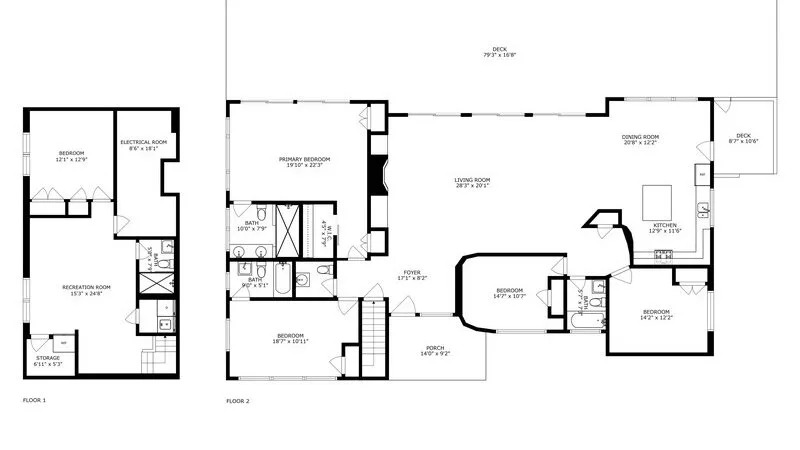 A black-and-white architectural floor plan shows the layout of several rooms.