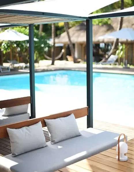 Poolside scene at Veranda Tamarin