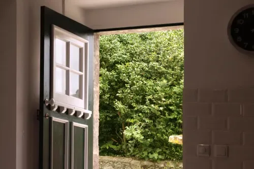 Hiker Nest doorway and garden