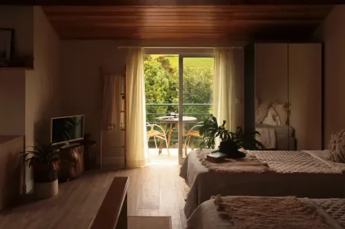 Nomad Nest bedroom with twin beds