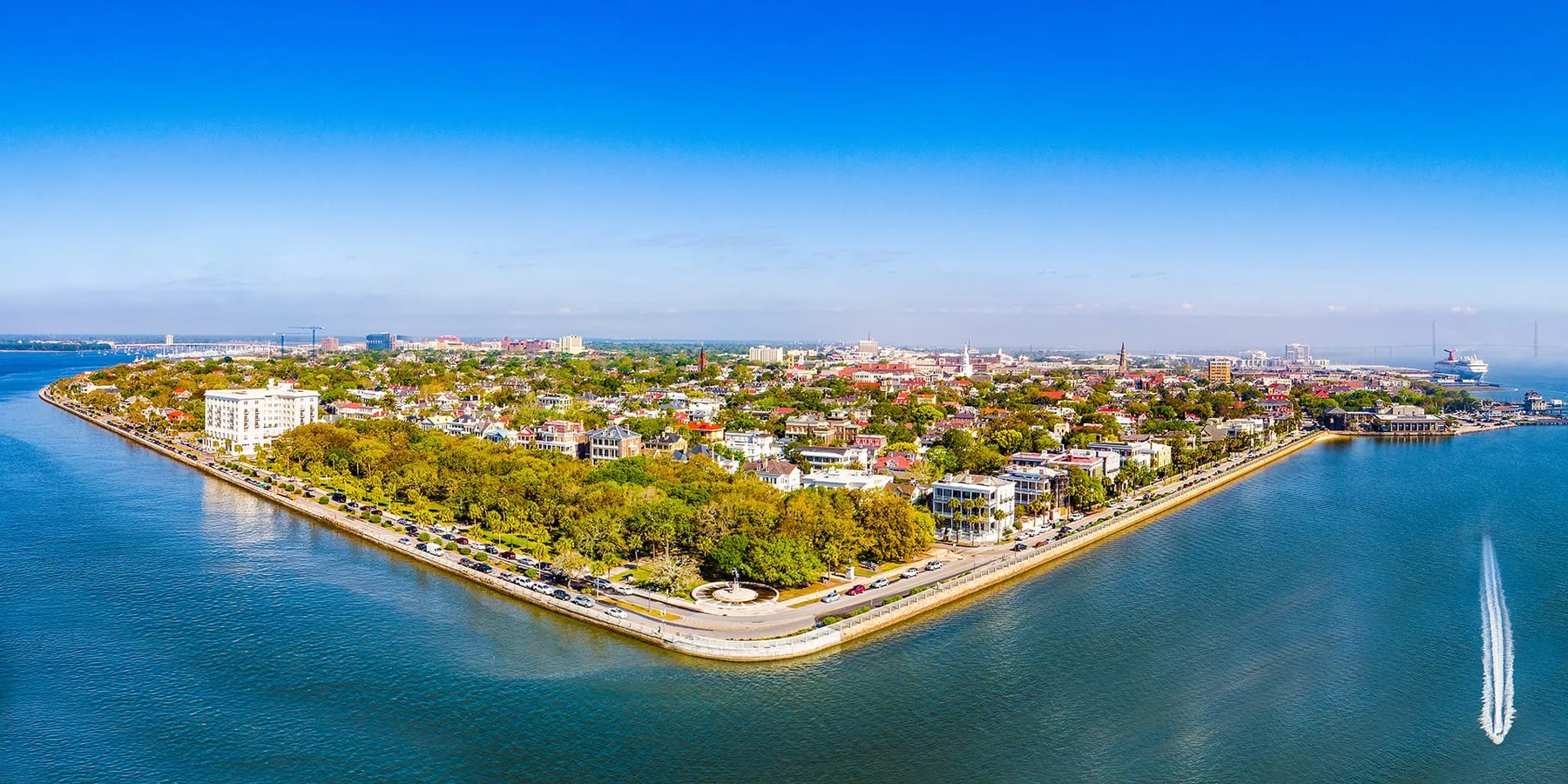 Aerial panorama of the Battery area at 20 South Battery