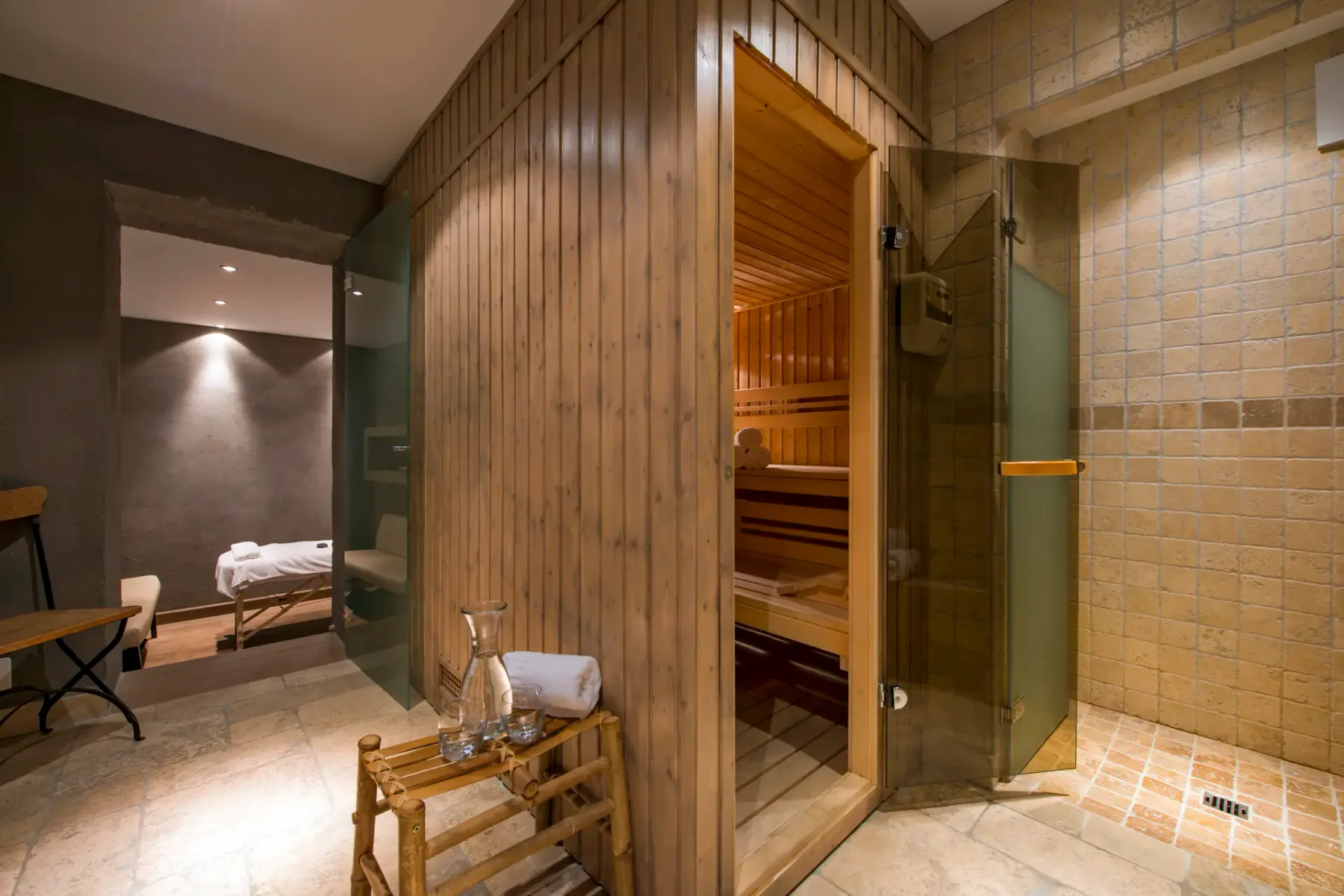 Sauna del spa de Chalet Pierre Avoi, Verbier