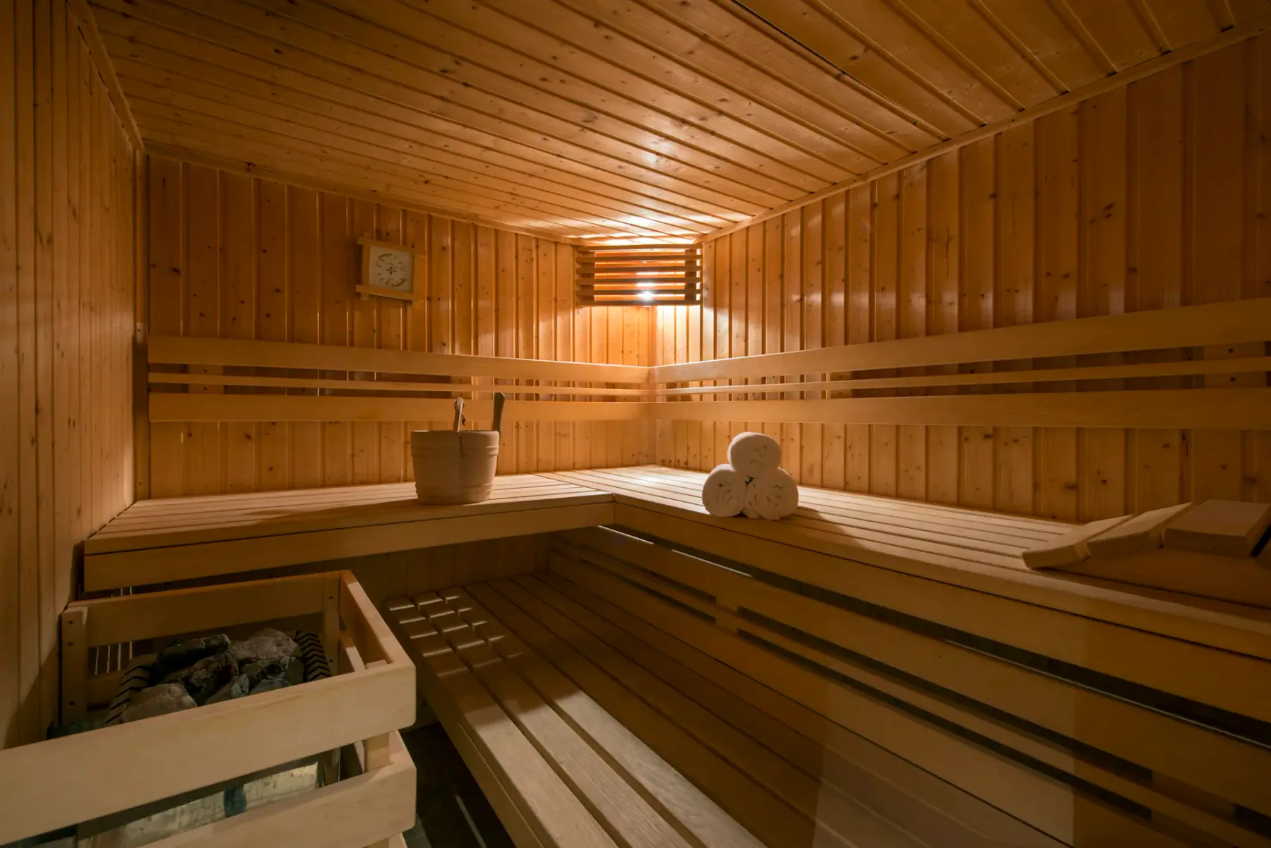 Sauna del spa de Chalet Pierre Avoi, Verbier