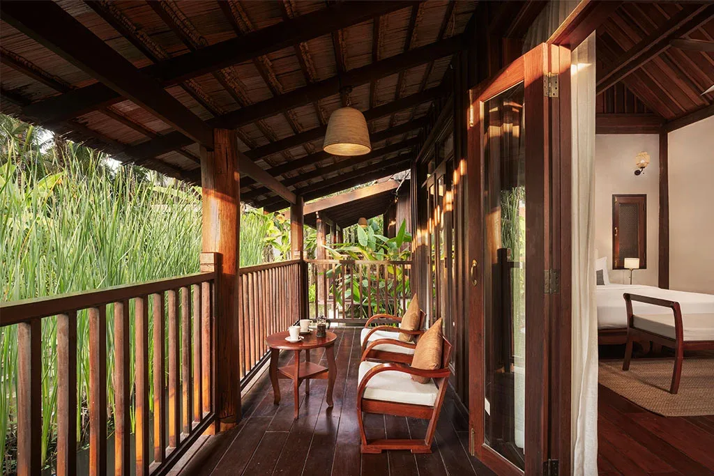 Stilt bungalow above the lily ponds