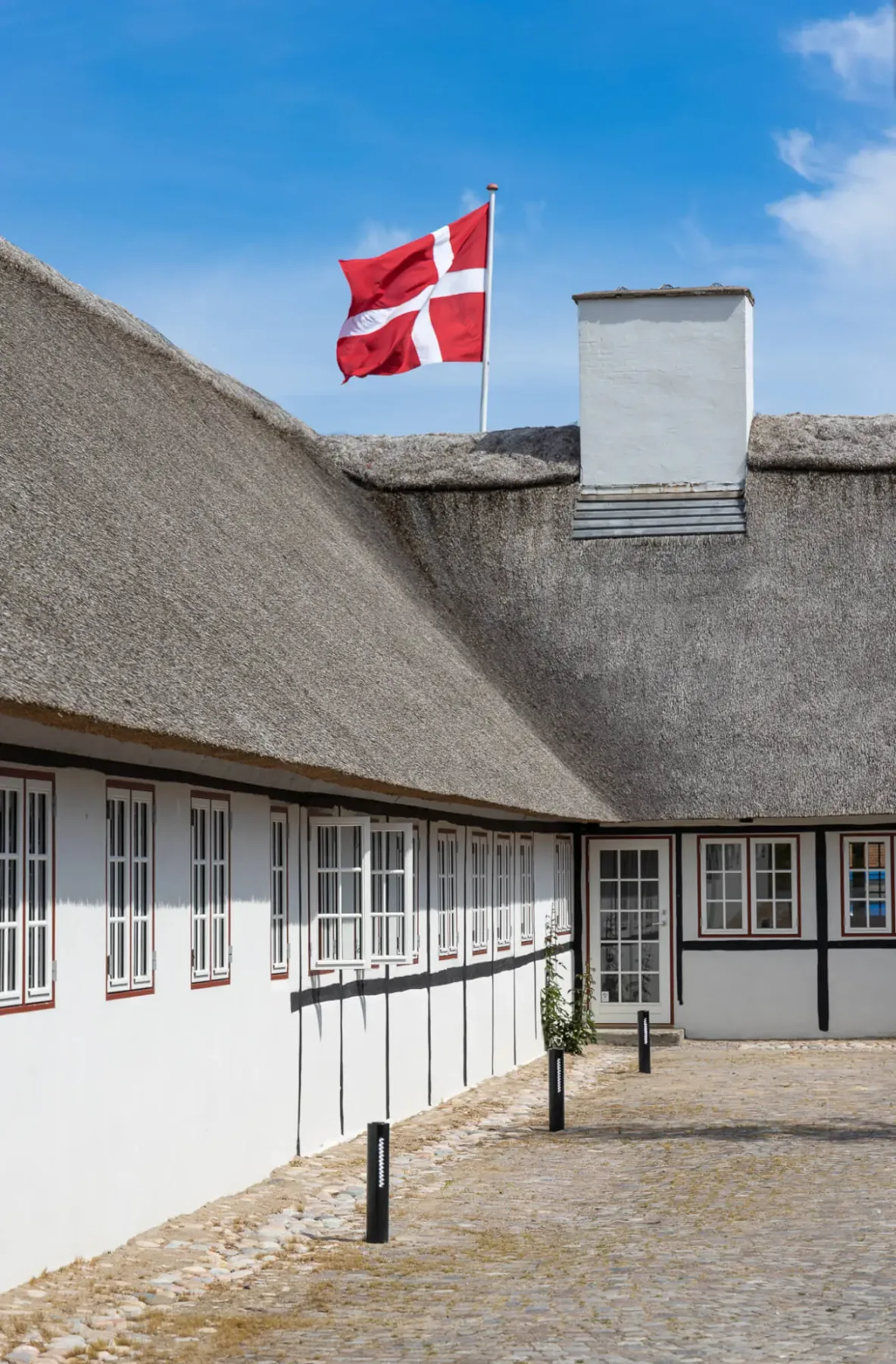 Hotel Nørrevang facade with Danish flag