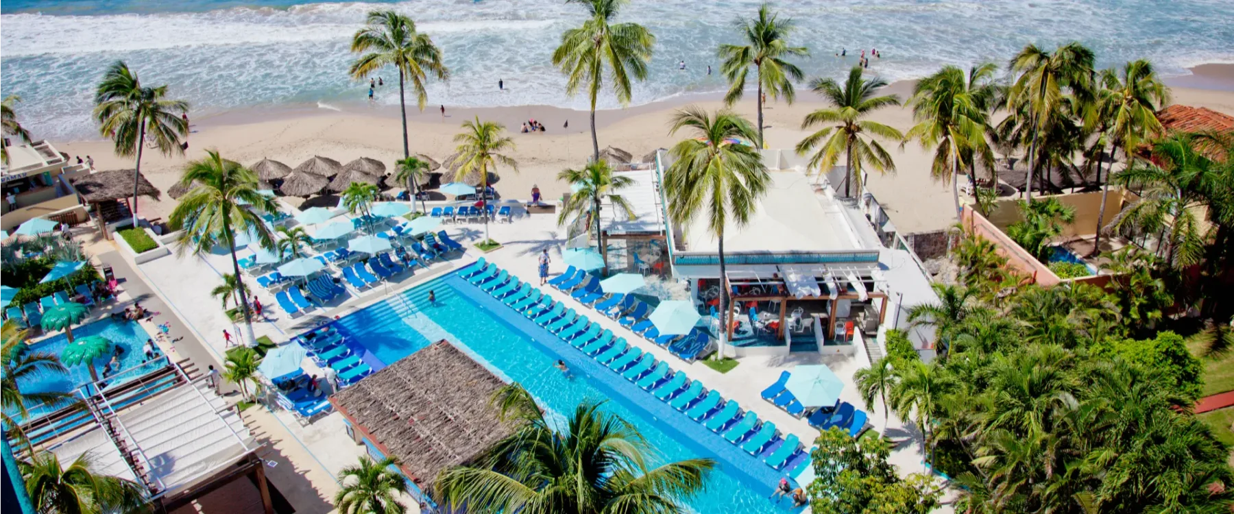Panoramic view of the beachfront hotel