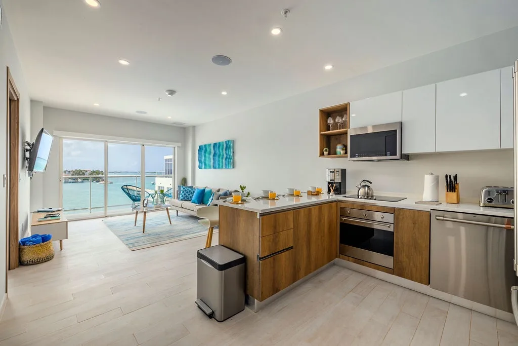 Bright ocean views greet you from this modern, open-concept living space