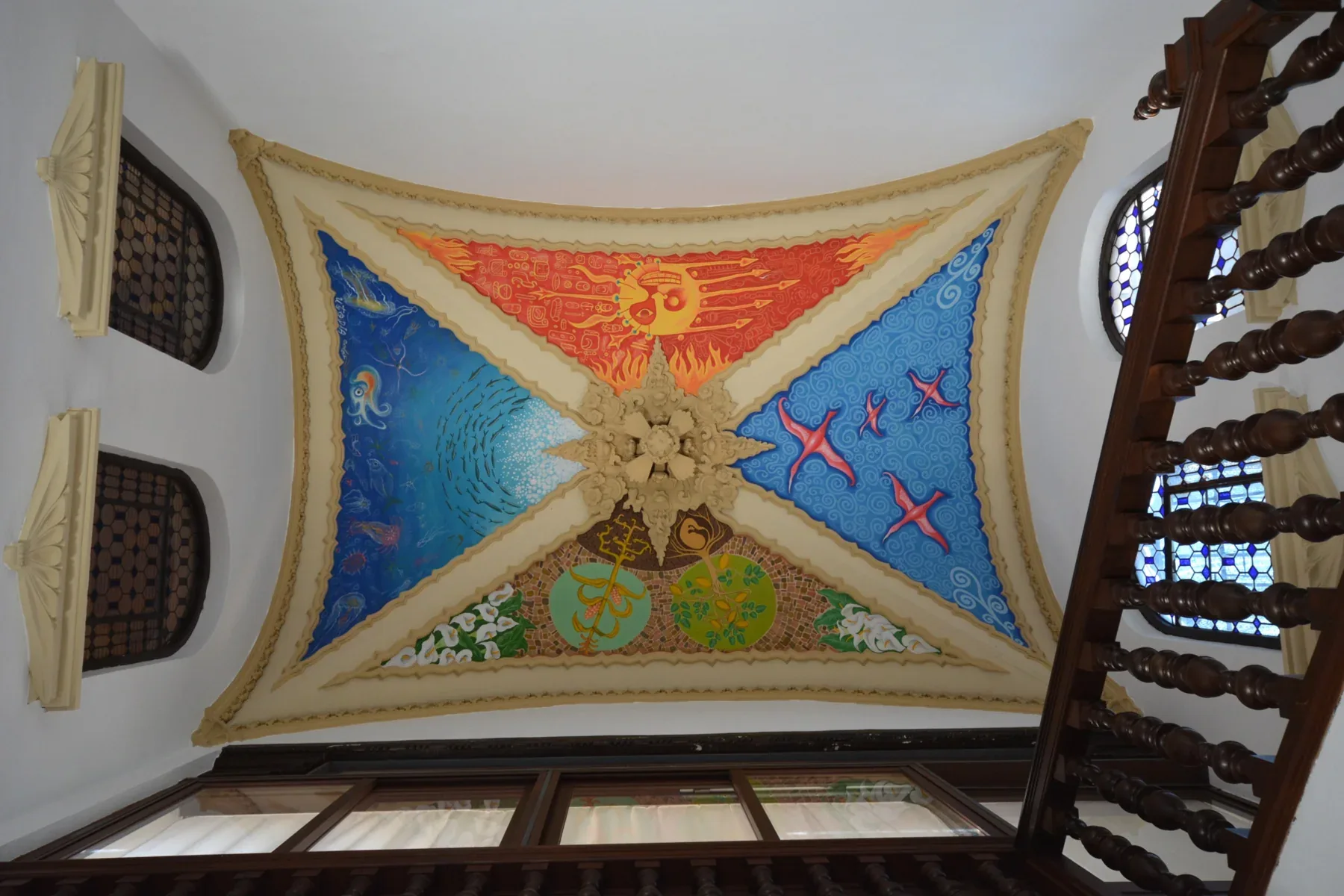 Main vaulted ceiling painted with the four elements