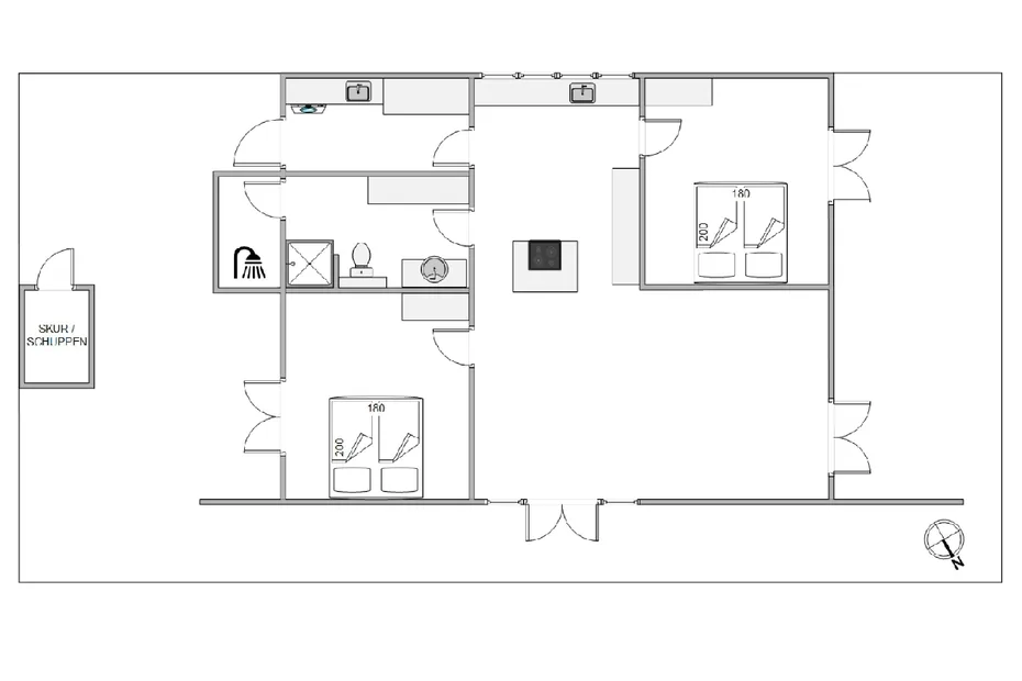 A floor plan shows several rooms, bathrooms, and sleeping areas.