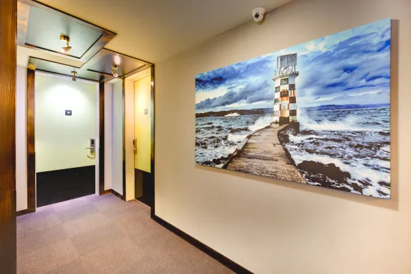 Corridor with artwork
