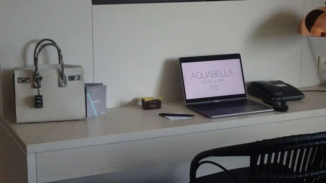 Guest-room desk and television