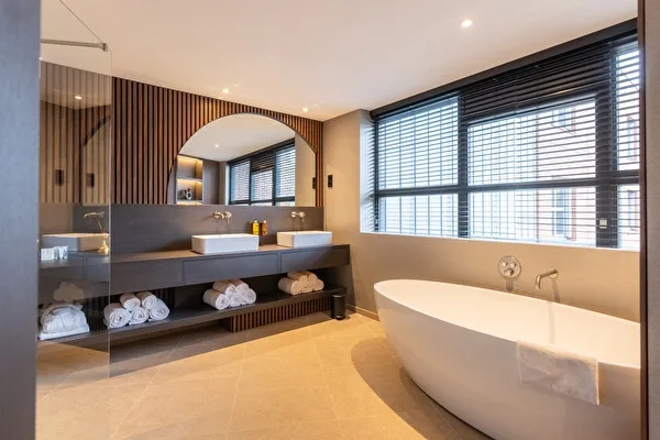 Bridal suite bath and bathroom