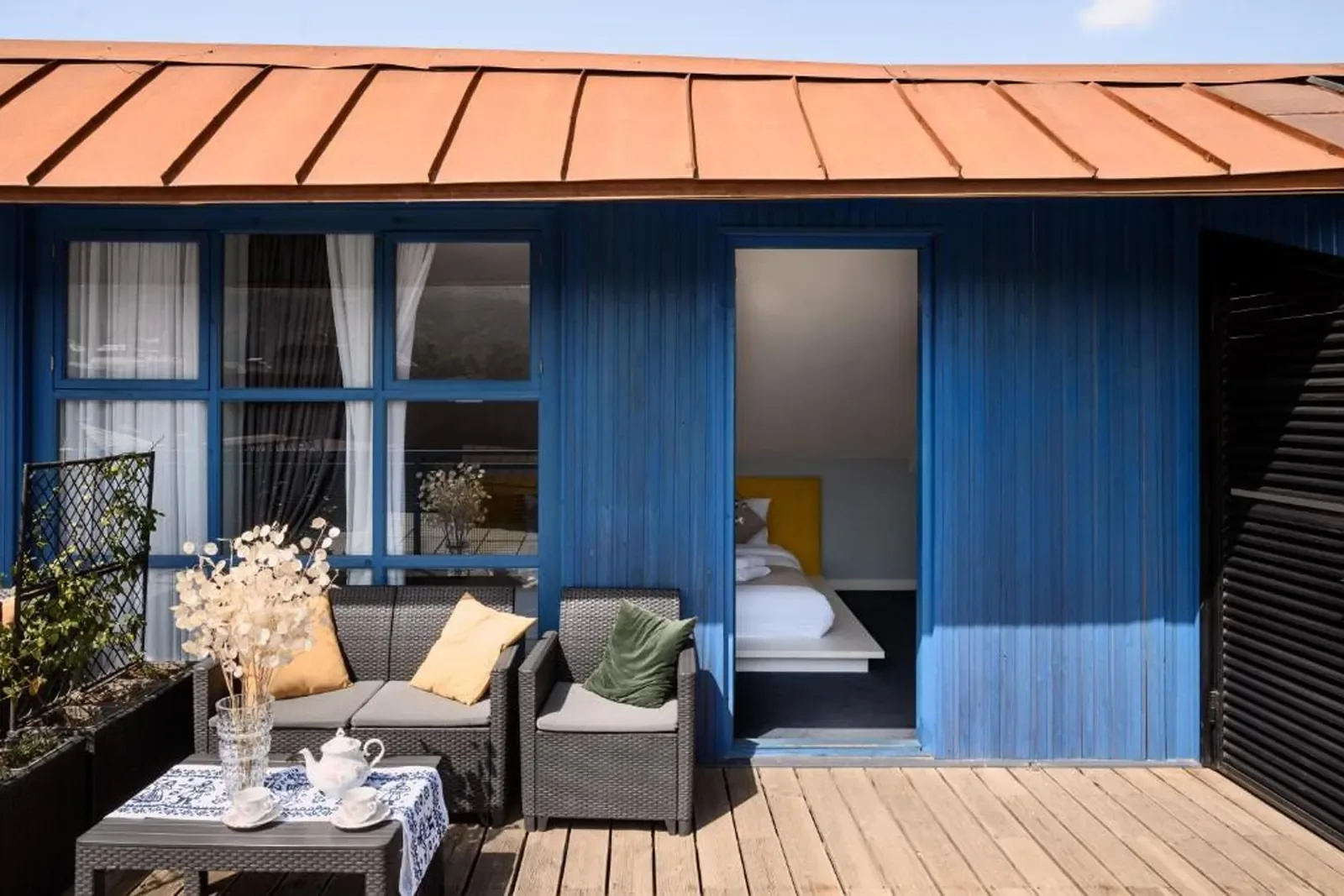 Habitación doble con cama doble o dos camas individuales y terraza