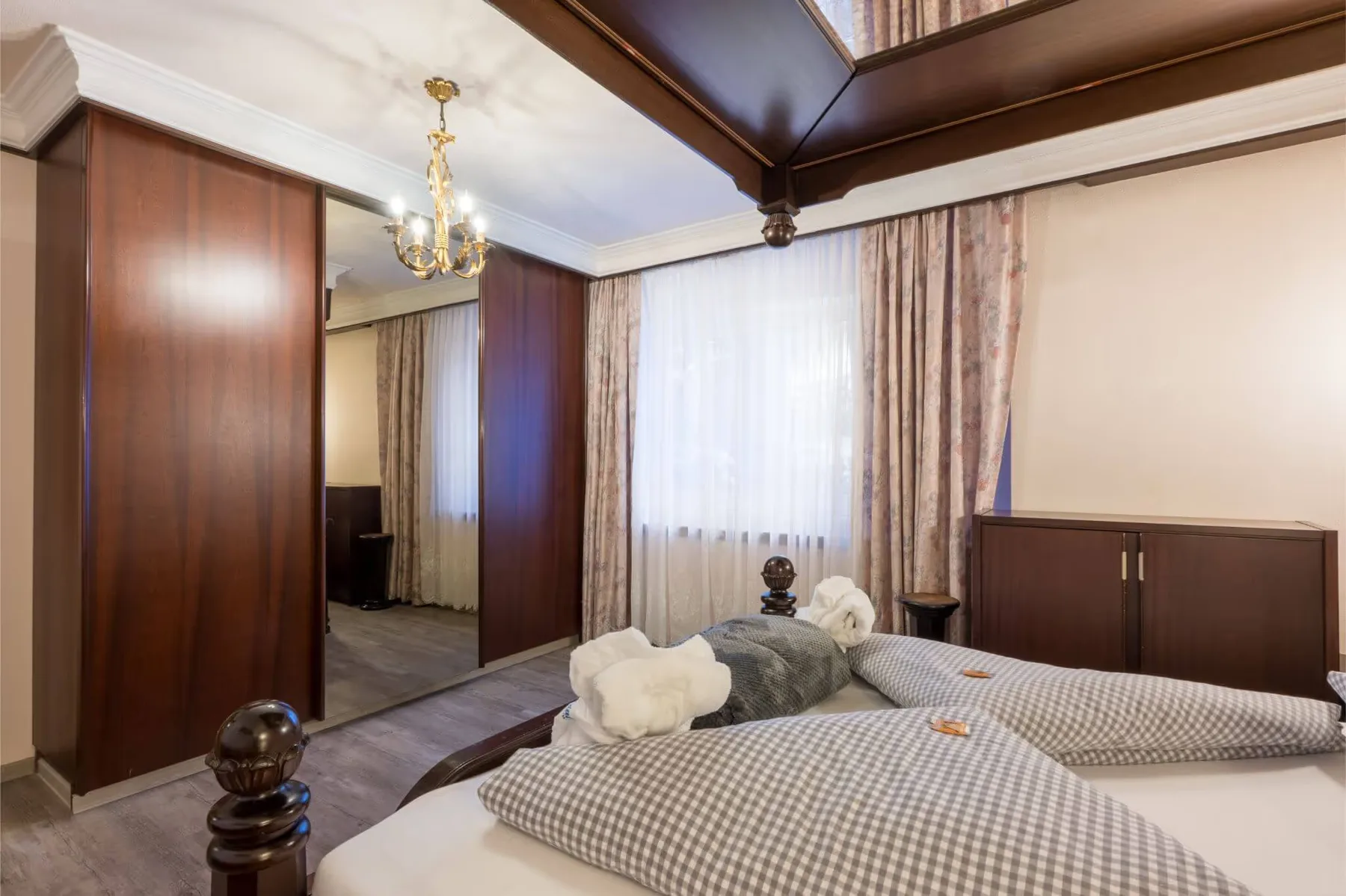Holiday apartment bedroom with storage