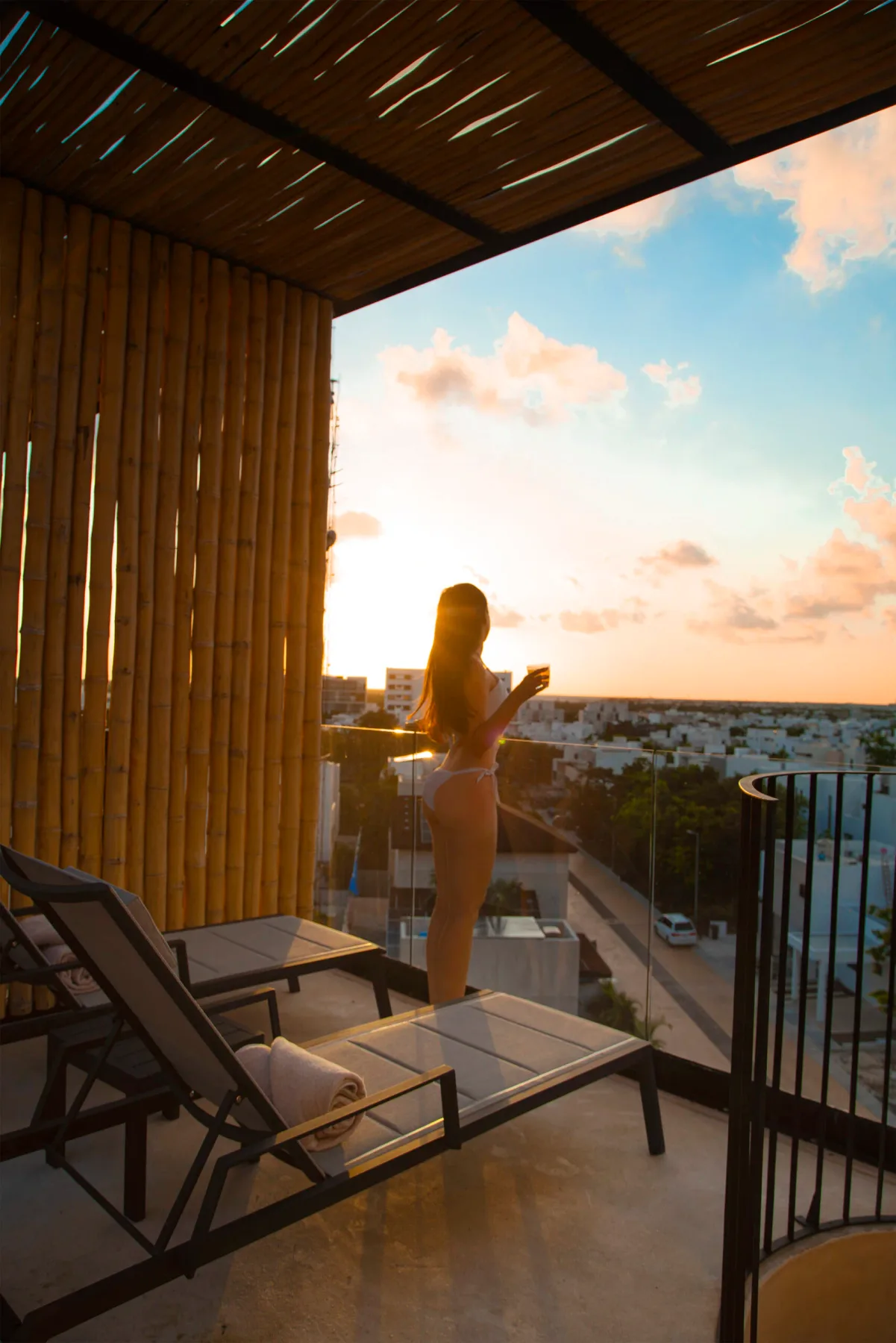 Terrace of the Master Suite Two Beds with a sunset view
