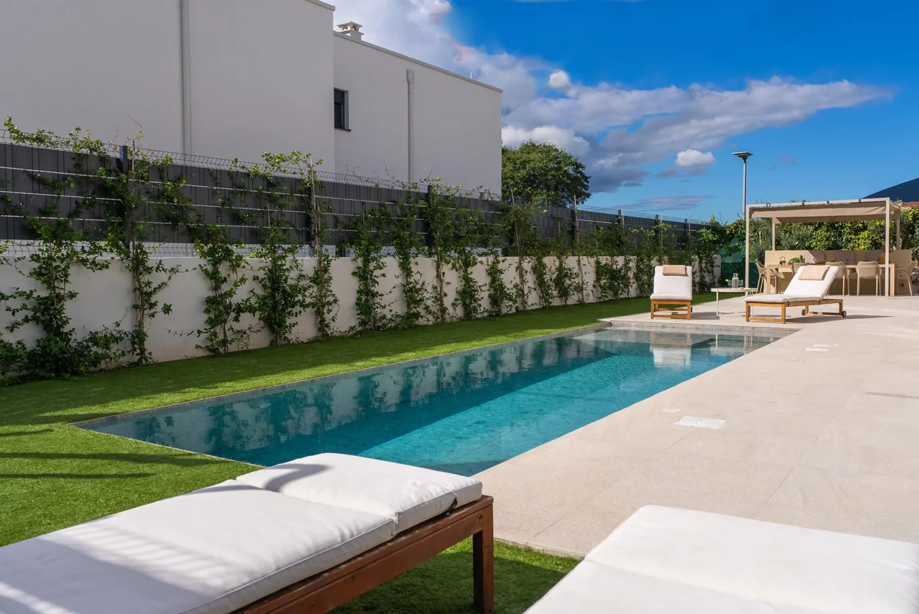 heated swimming pool with a shallow end