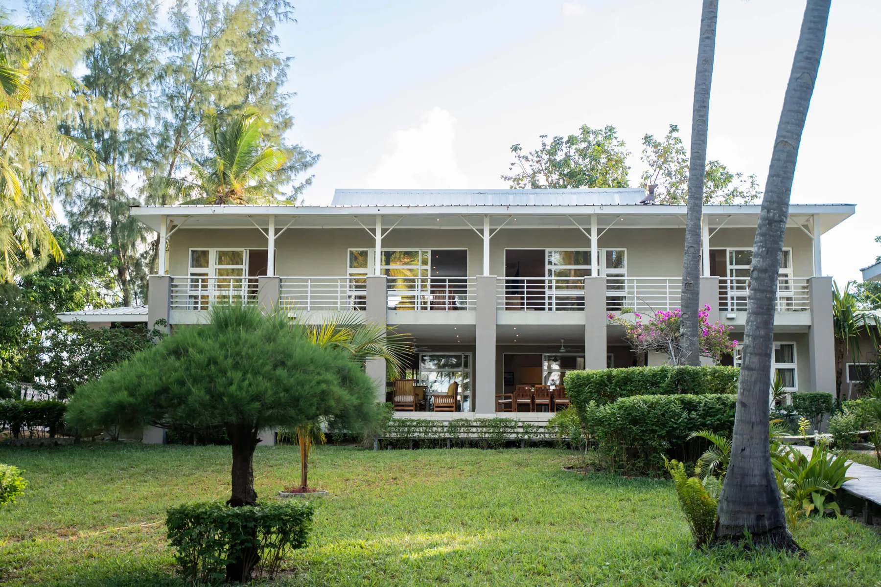 Aerial view of the villa and coastline