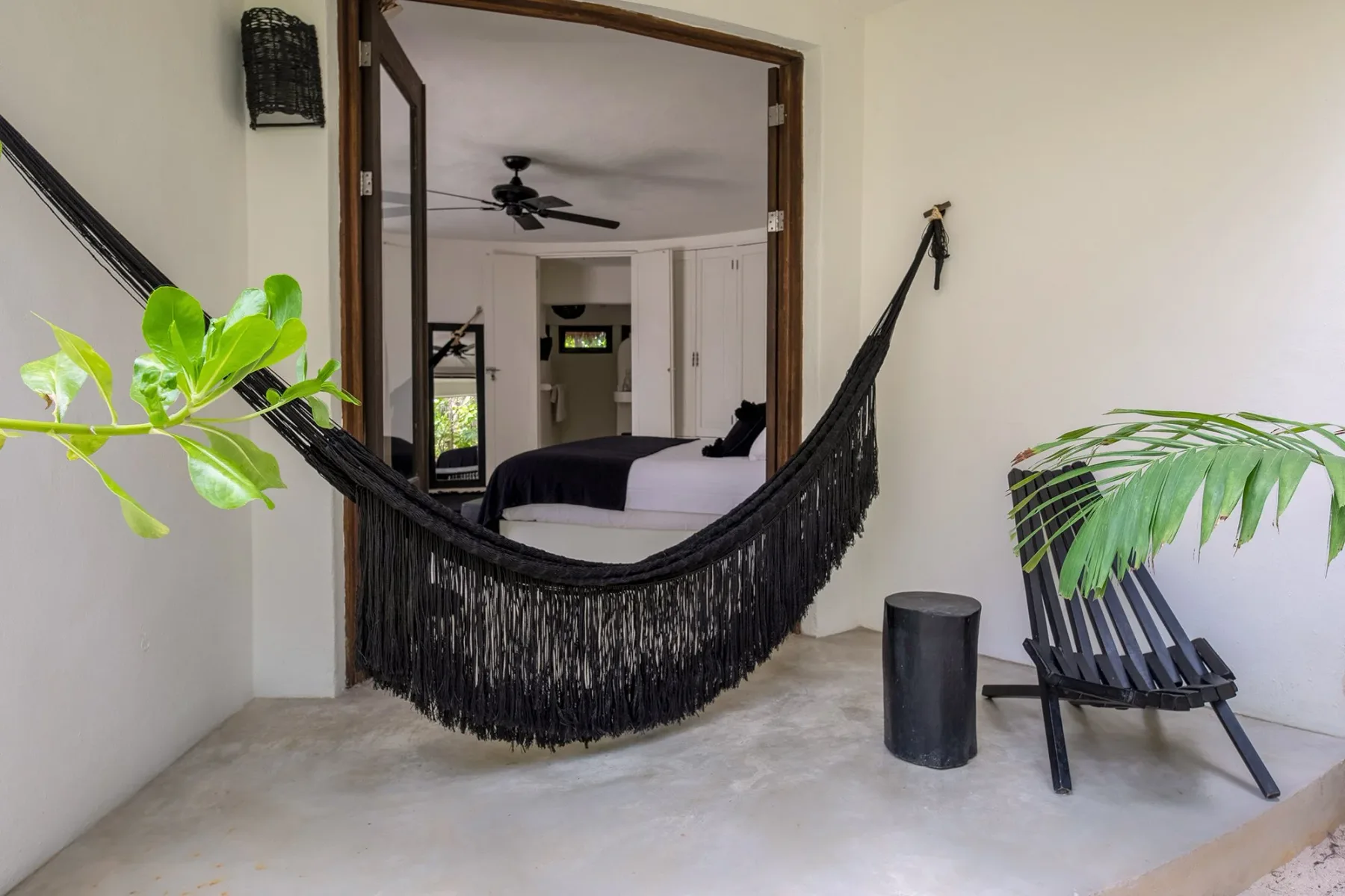 Guest bedroom with a hammock