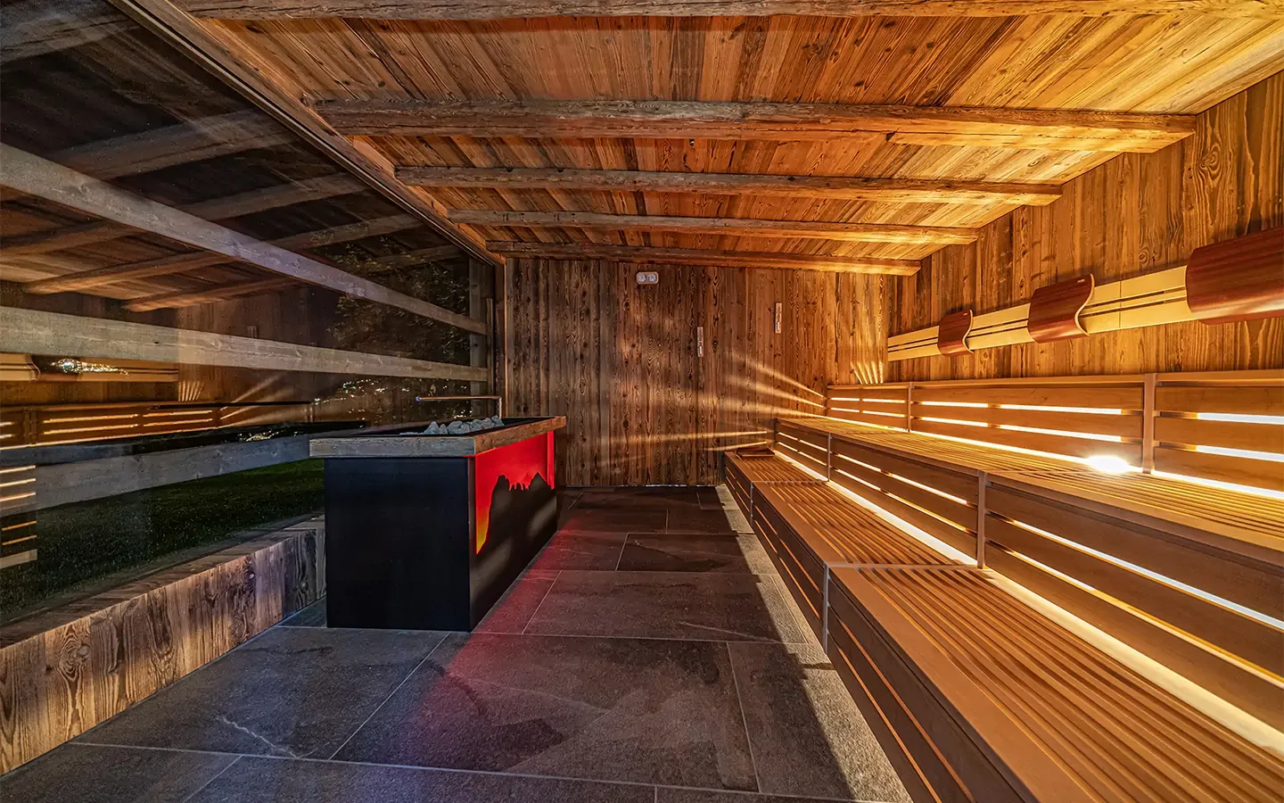 Hotel wellness area in the evening