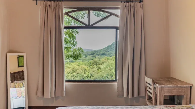 Garden and hill view from the King Deluxe room window