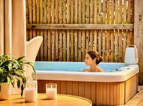 Morning soak in a private spa