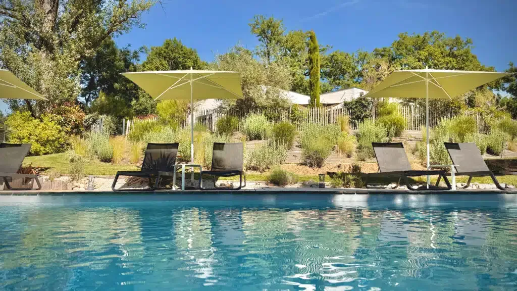 Outdoor heated pool and landscaped garden