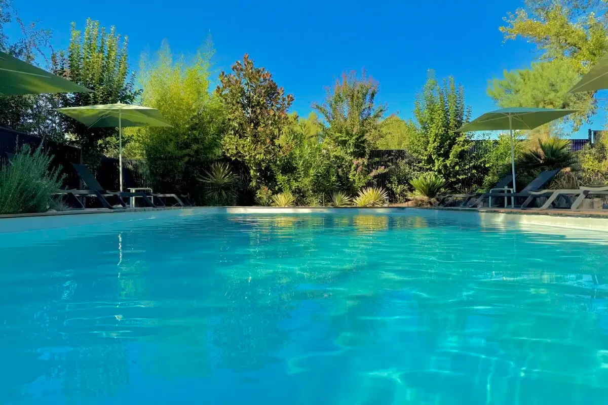 Heated outdoor pool in the garden