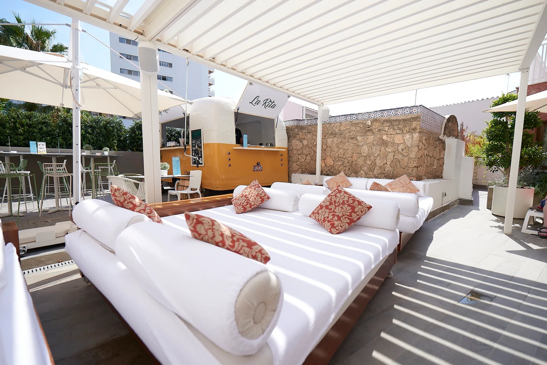 Hotel pool and food truck