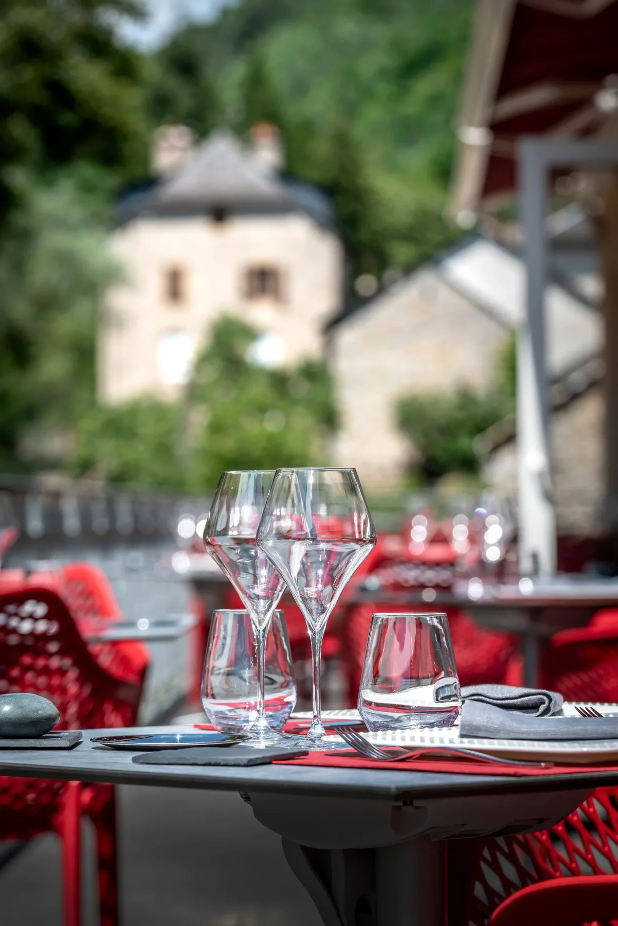 Restaurant terrace table setting