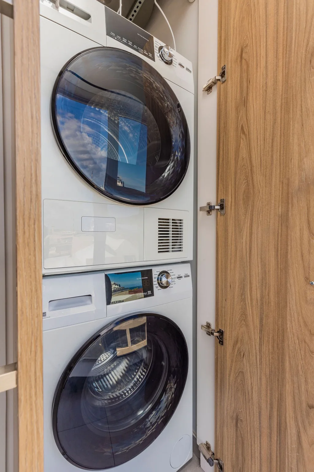 Your in-unit washer and dryer are stacked right in this tidy closet, making laundry days effortless. Fresh clothes whenever you need them, without leaving your space.